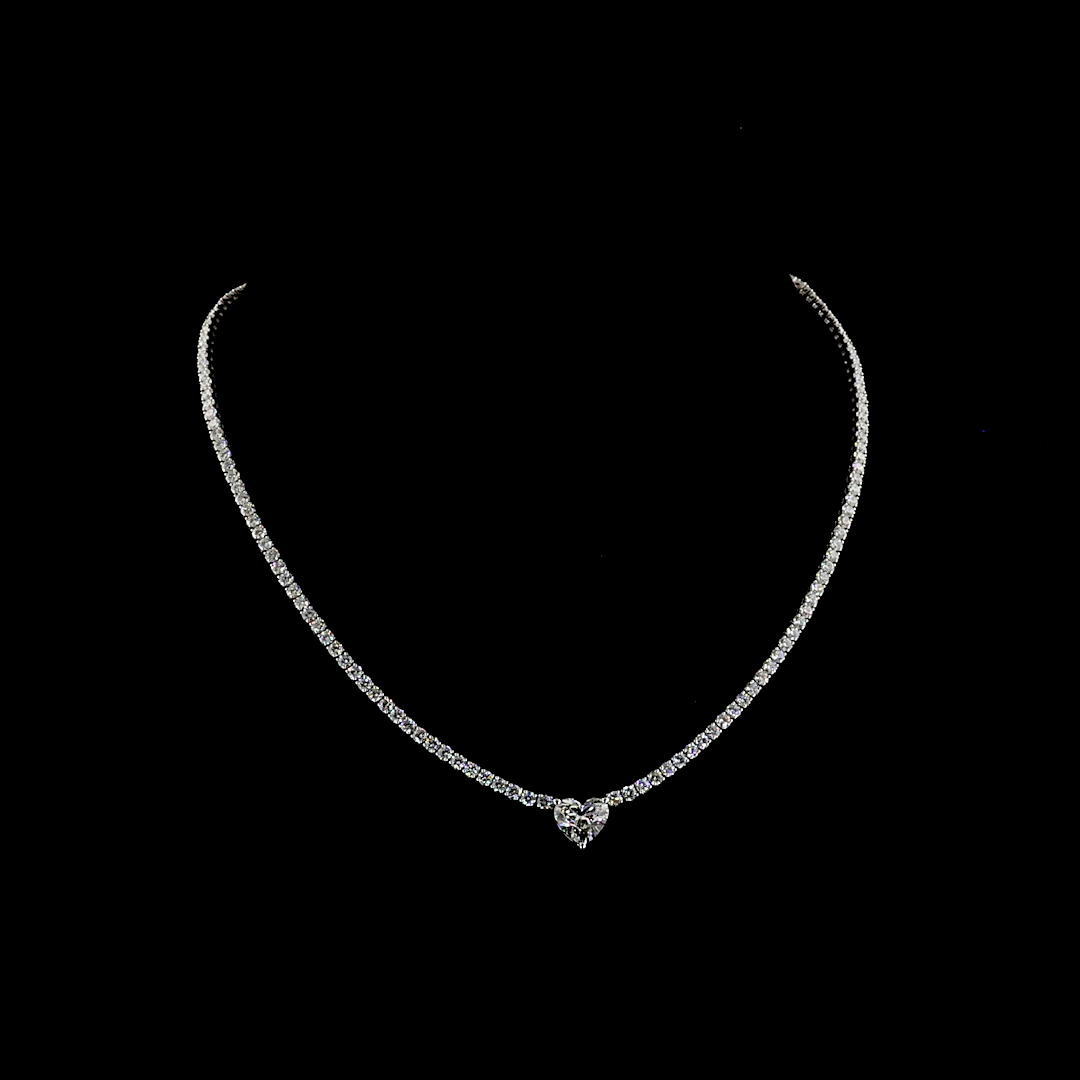 9.97 CTTW Heart Lab Grown Diamond Tennis Necklace 16" (F Color and VS1 Clarity)