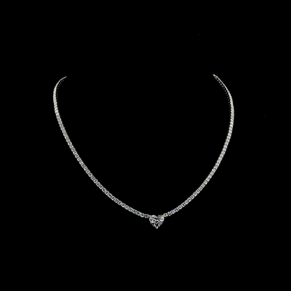 9.97 CTTW Heart Lab Grown Diamond Tennis Necklace 16" (F Color and VS1 Clarity)