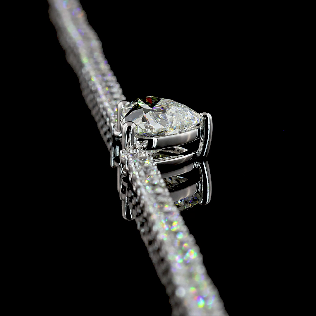 9.97 CTTW Heart Lab Grown Diamond Tennis Necklace 16" (F Color and VS1 Clarity)
