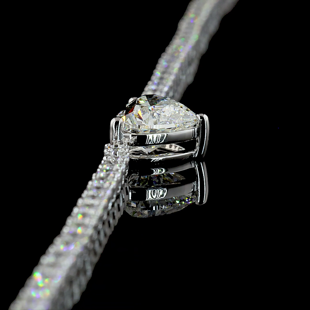 9.97 CTTW Heart Lab Grown Diamond Tennis Necklace 16" (F Color and VS1 Clarity)