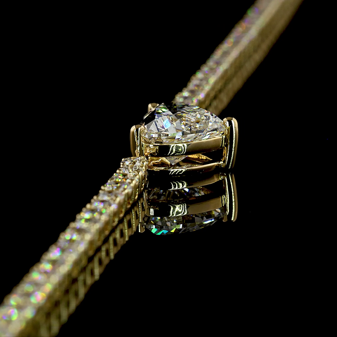 9.95 CTTW Heart Lab Diamond Tennis Necklace (F Color and VS1 Clarity)