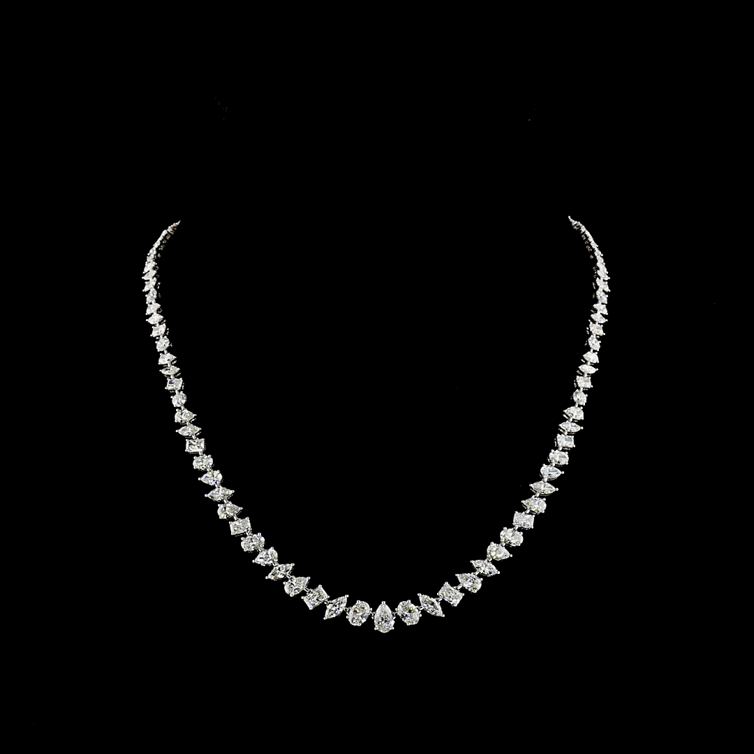 15.28 CTTW Pear Lab Grown Diamond Station Necklace 16" (E Color and VS Clarity)