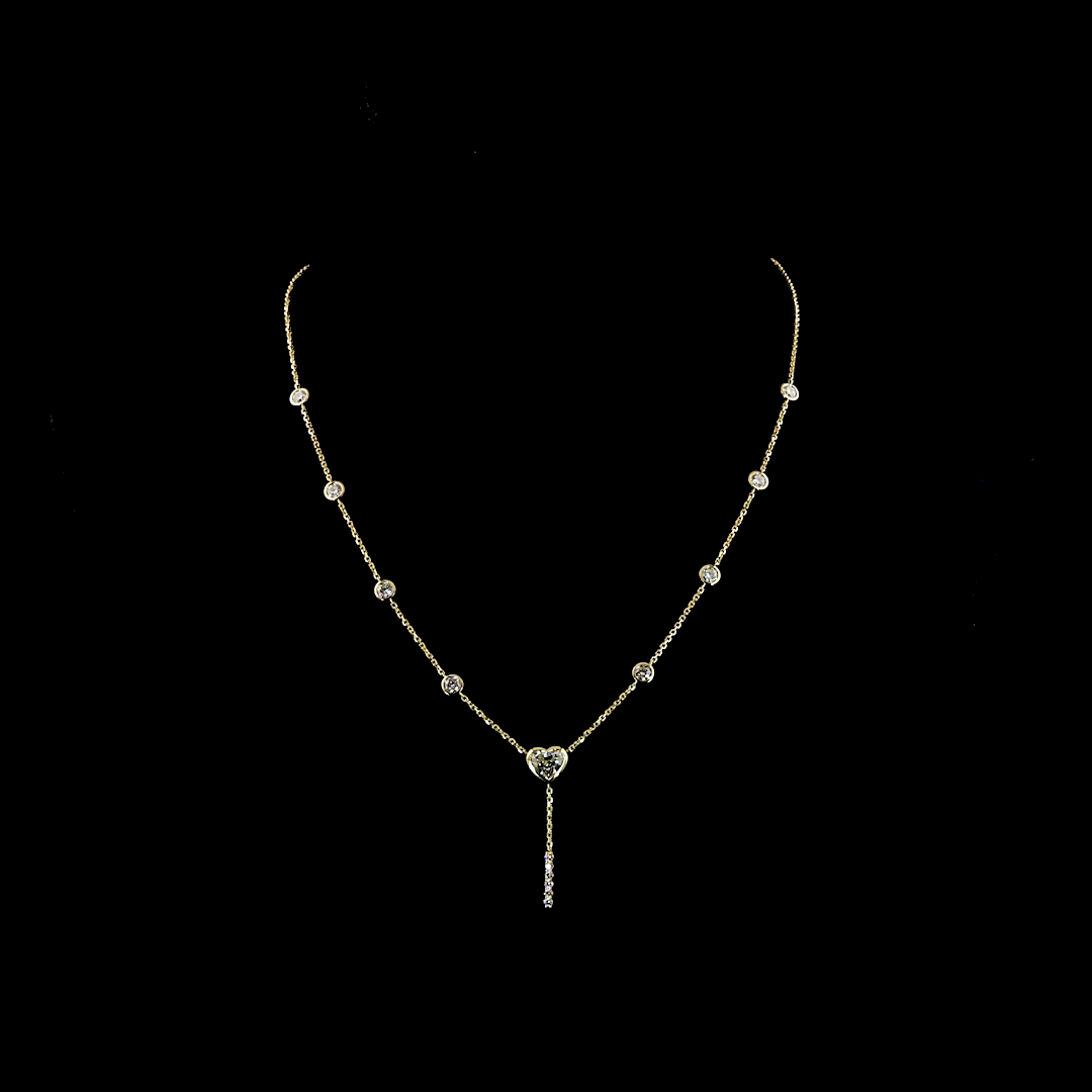 2.42 CTTW Heart Lab Grown Diamond Lariat Necklace 18" (F Color and VS1 Clarity)