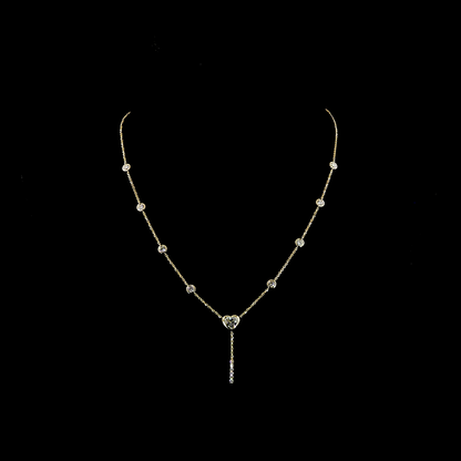 2.42 CTTW Heart Lab Grown Diamond Lariat Necklace 18" (F Color and VS1 Clarity)