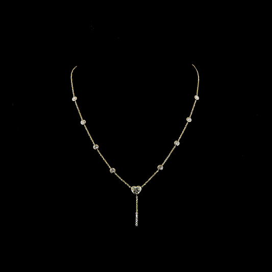 2.42 CTTW Heart Lab Grown Diamond Lariat Necklace 18" (F Color and VS1 Clarity)