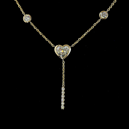 2.42 CTTW Heart Lab Grown Diamond Lariat Necklace 18" (F Color and VS1 Clarity)