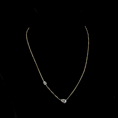 1.39 CTTW Pear Lab Diamond Station Necklace (E Color and VS1 Clarity)