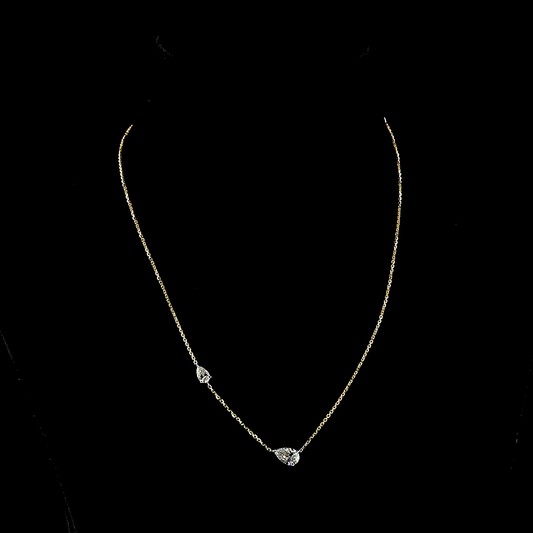 1.39 CTTW Pear Lab Diamond Station Necklace (E Color and VS1 Clarity)