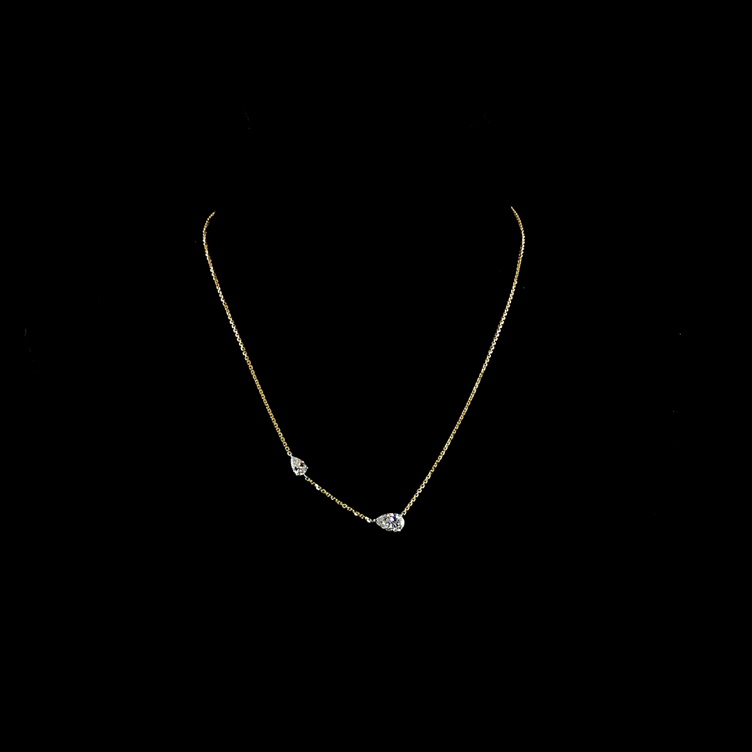 1.40 CTTW Pear Lab Grown Diamond Station Necklace 17" (E Color and VS Clarity)
