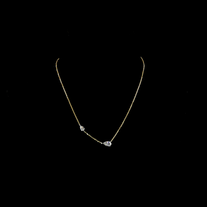 1.40 CTTW Pear Lab Grown Diamond Station Necklace 17" (E Color and VS Clarity)