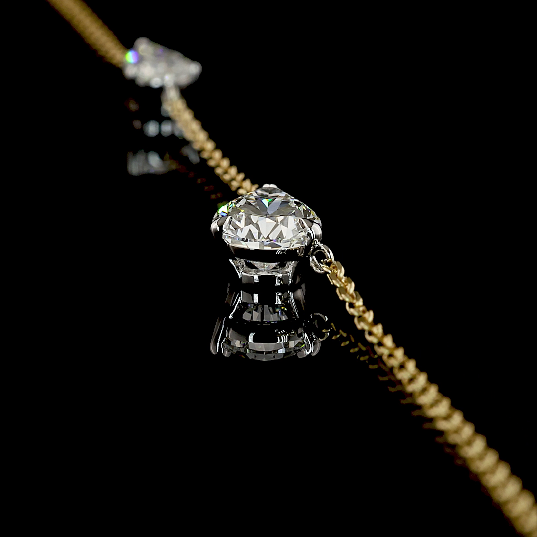 1.40 CTTW Pear Lab Grown Diamond Station Necklace 17" (E Color and VS Clarity)
