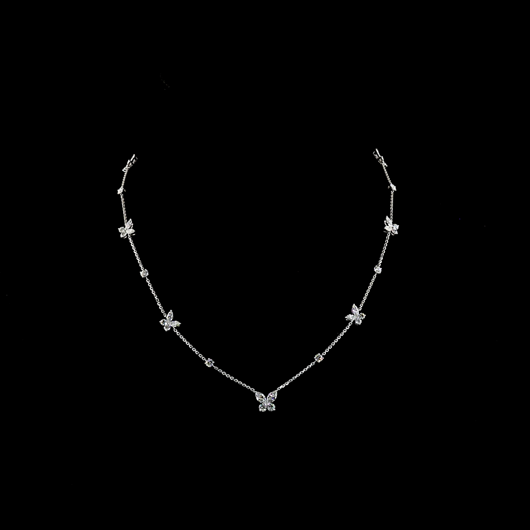 3.37 CTTW Marquise Lab Grown Diamond Station Necklace 16" (E Color and VS Clarity)