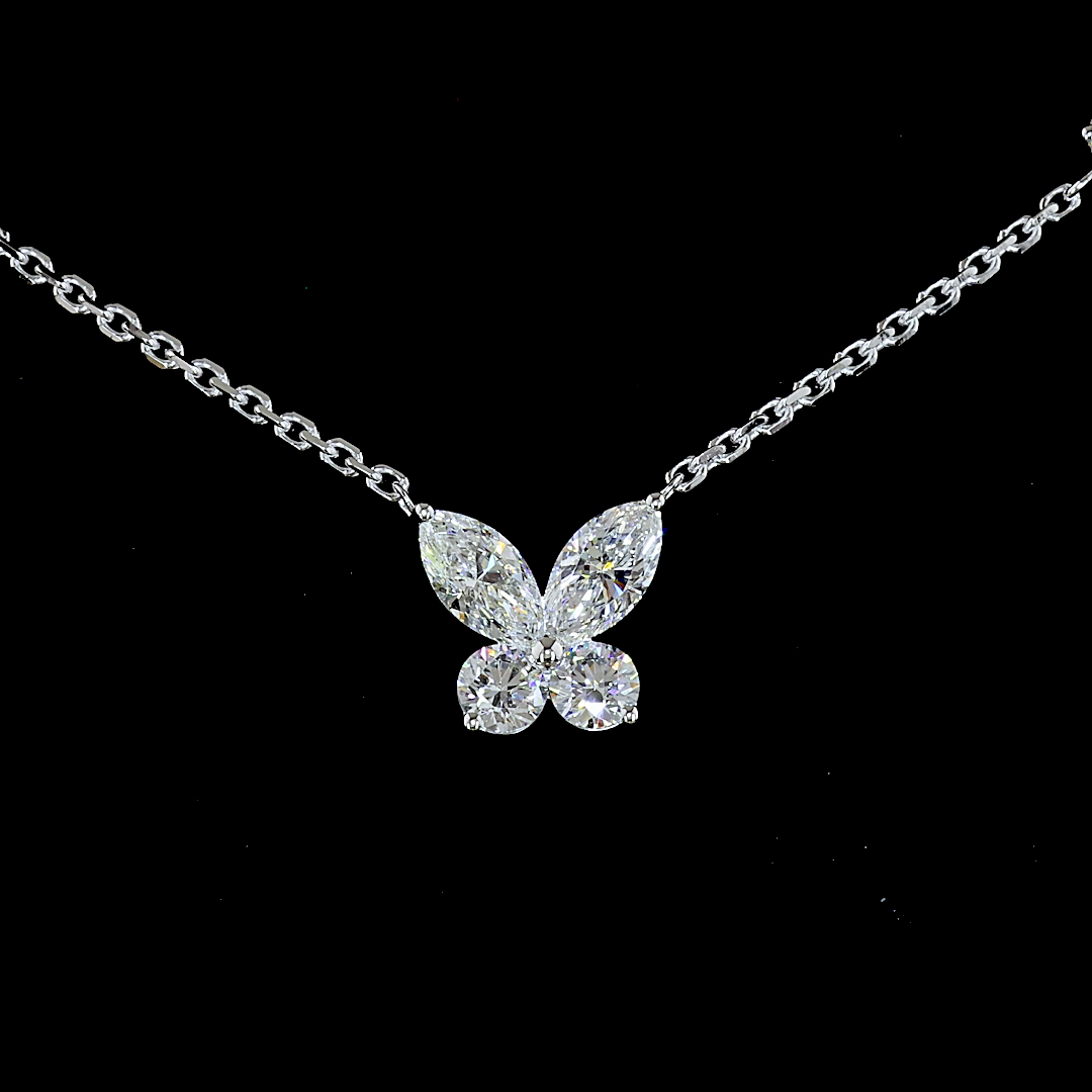 3.37 CTTW Marquise Lab Grown Diamond Station Necklace 16" (E Color and VS Clarity)