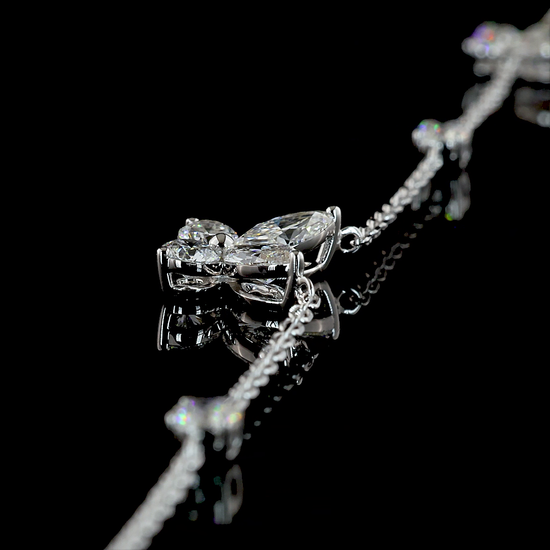 3.37 CTTW Marquise Lab Grown Diamond Station Necklace 16" (E Color and VS Clarity)