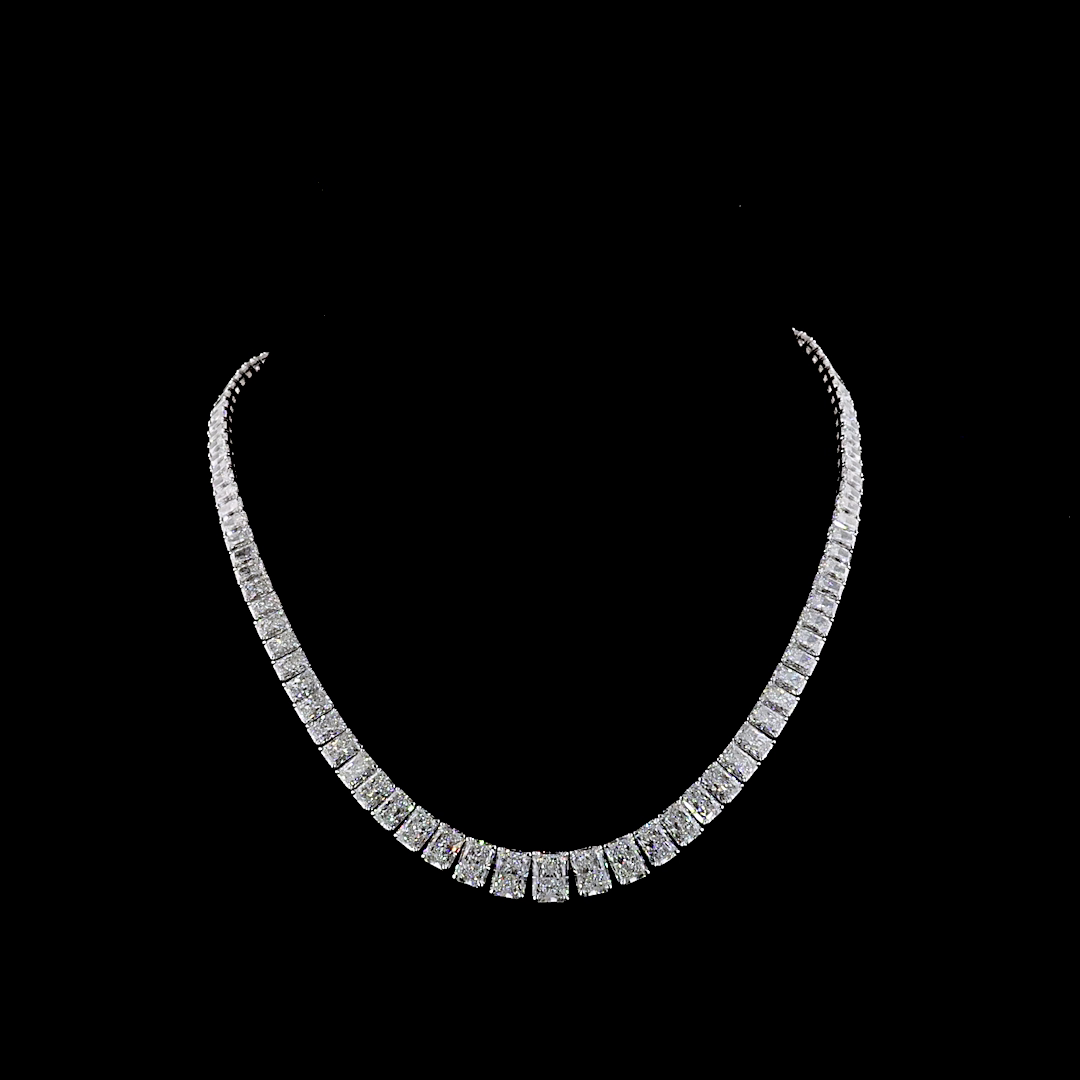 45.24 CTTW Radiant Lab Grown Diamond Riviera Necklace 16" (E Color and VS1 Clarity)