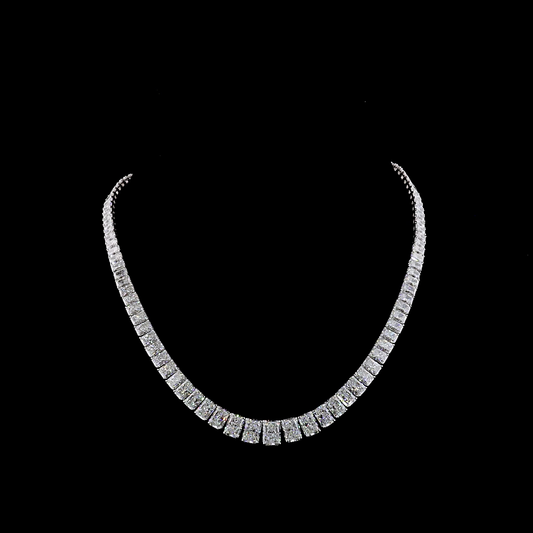 45.24 CTTW Radiant Lab Grown Diamond Riviera Necklace 16" (E Color and VS1 Clarity)
