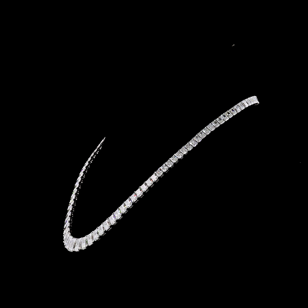 45.24 CTTW Radiant Lab Grown Diamond Riviera Necklace 16" (E Color and VS1 Clarity)