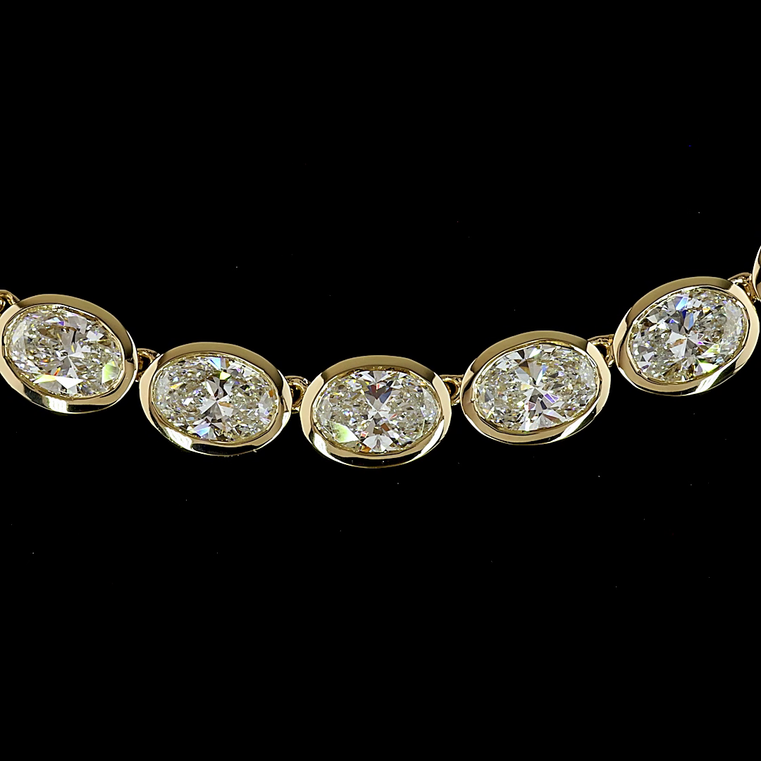 28.75 CTTW Oval Lab Grown Diamond Tennis Necklace 16.5" (E Color and VS/VS1 Clarity)