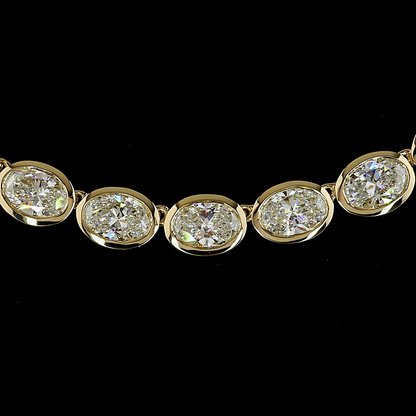 28.75 CTTW Oval Lab Grown Diamond Tennis Necklace 16.5" (E Color and VS/VS1 Clarity)