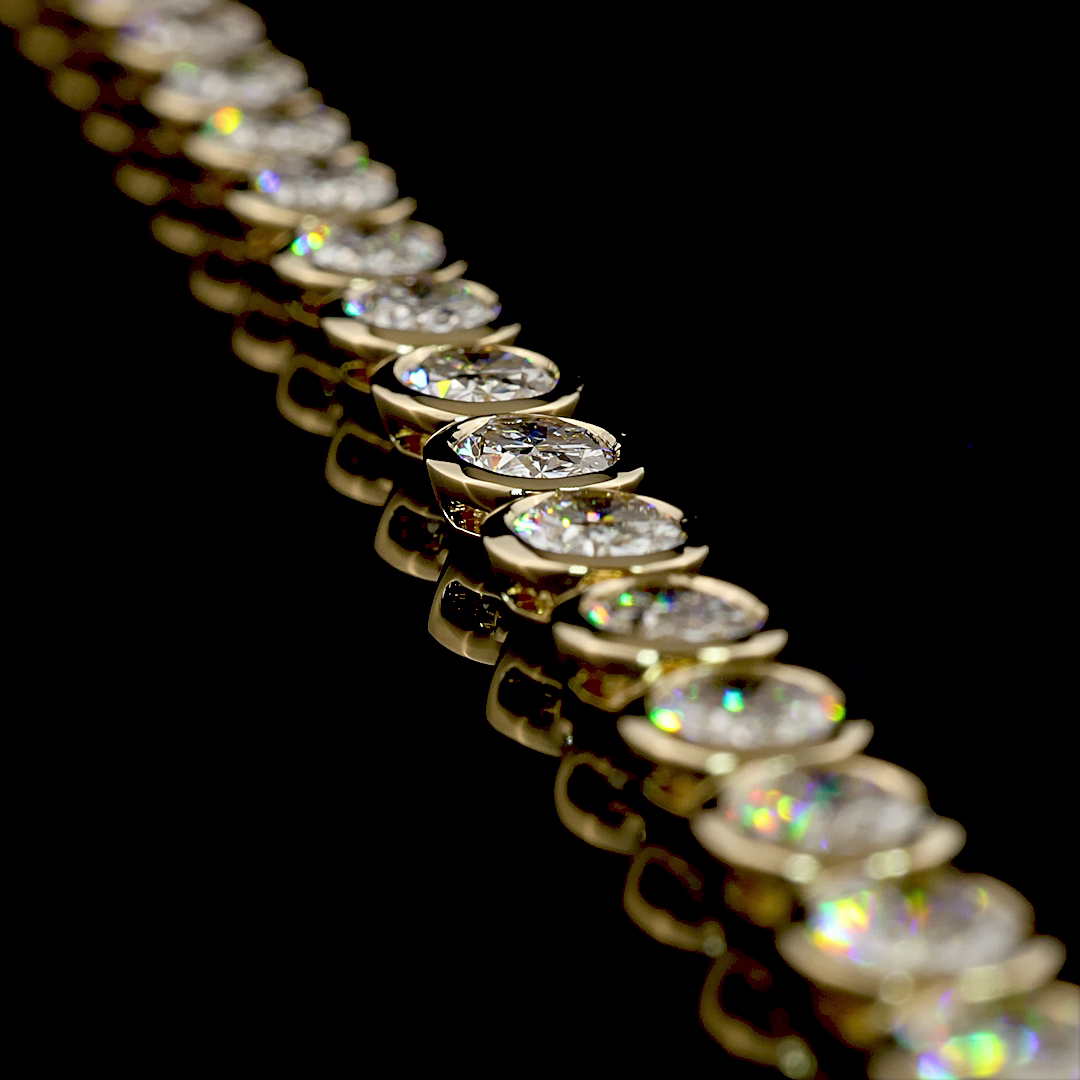 28.75 CTTW Oval Lab Grown Diamond Tennis Necklace 16.5" (E Color and VS/VS1 Clarity)
