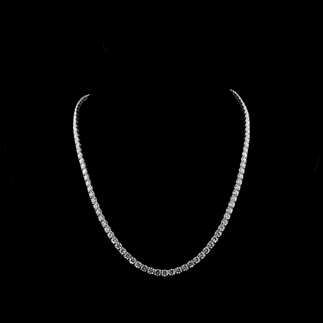 24.28 CTTW Round Lab Diamond Tennis Necklace (E Color and VS Clarity)