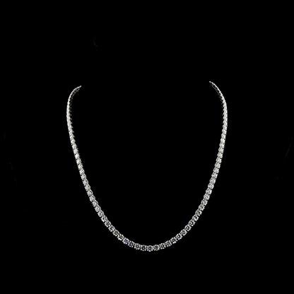 24.28 CTTW Round Lab Diamond Tennis Necklace (E Color and VS Clarity)