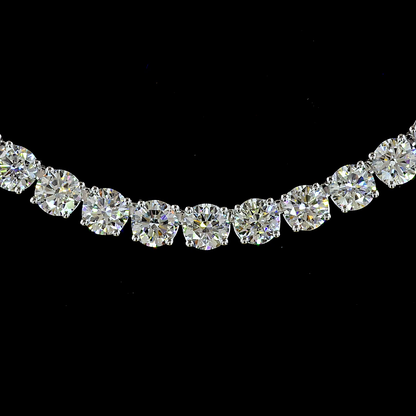 24.28 CTTW Round Lab Diamond Tennis Necklace (E Color and VS Clarity)