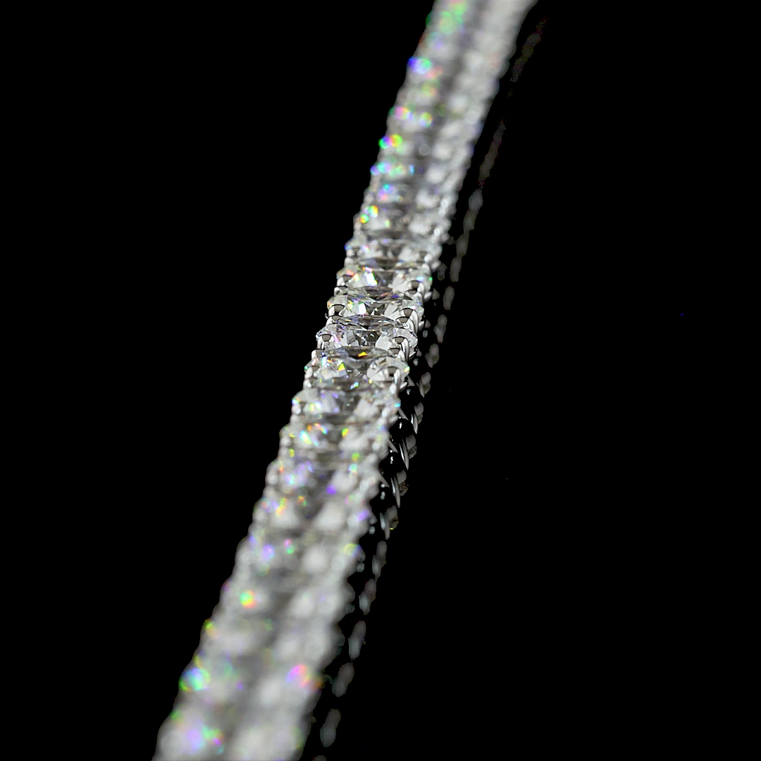 24.28 CTTW Round Lab Diamond Tennis Necklace (E Color and VS Clarity)