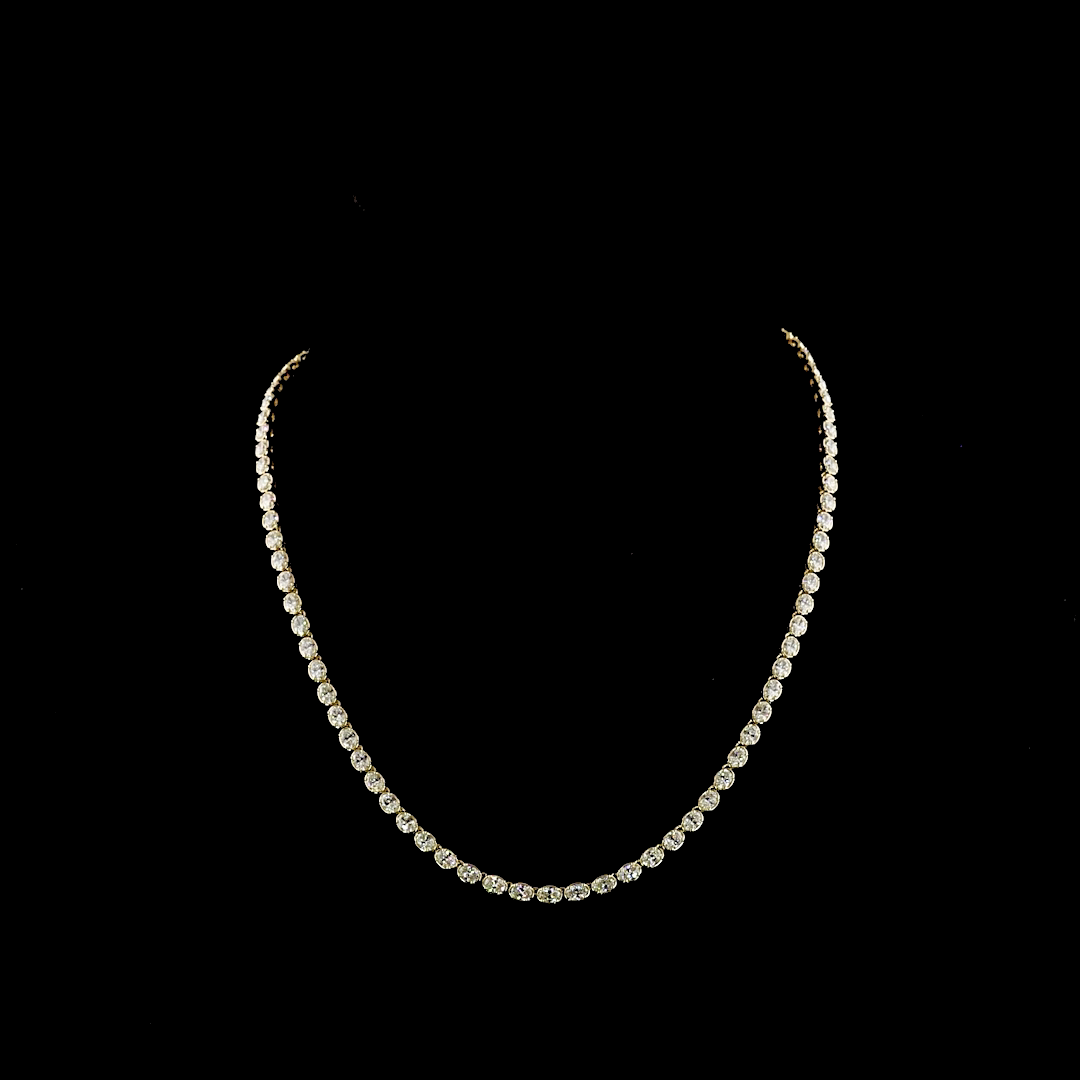 10.76 CTTW Oval Lab Grown Diamond Tennis Necklace 17" (E Color and VS Clarity)