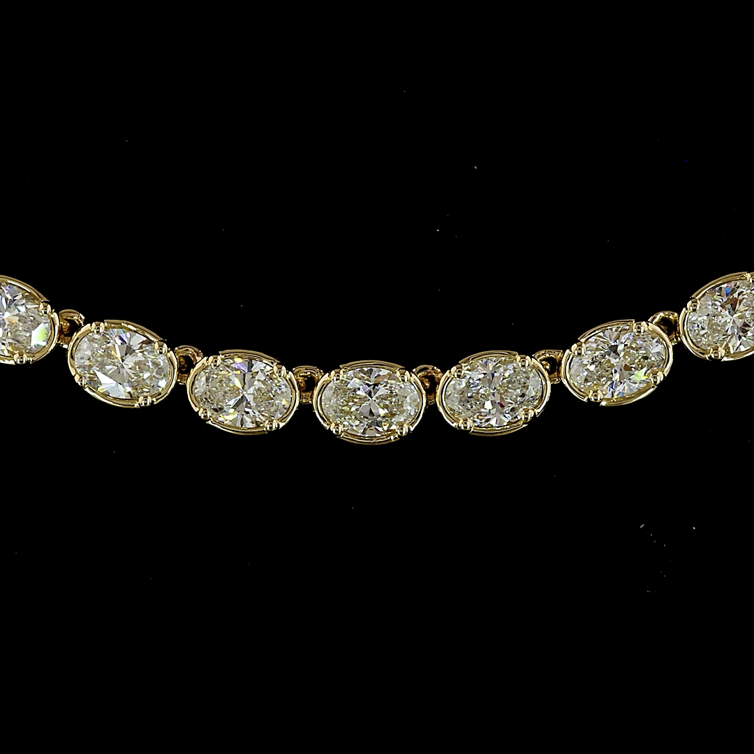 10.76 CTTW Oval Lab Grown Diamond Tennis Necklace 17" (E Color and VS Clarity)