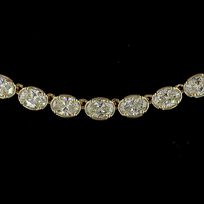 10.76 CTTW Oval Lab Grown Diamond Tennis Necklace 17" (E Color and VS Clarity)