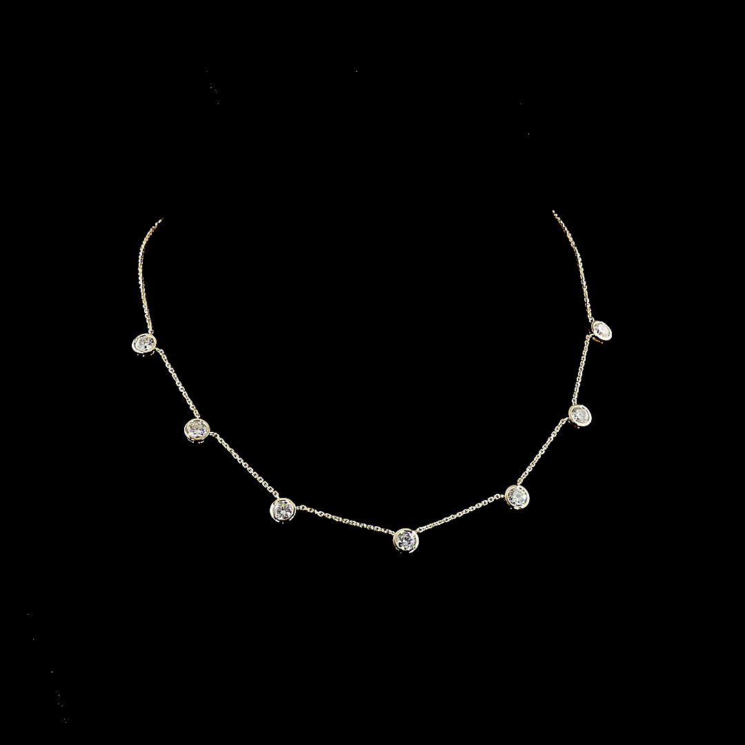2.81 CTTW Round Lab Grown Diamond Station Necklace 16" (E Color and VS Clarity)