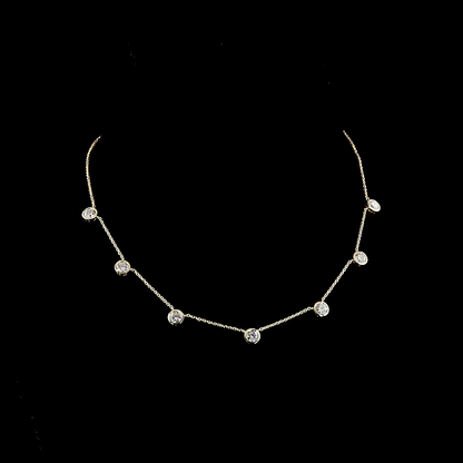 2.81 CTTW Round Lab Grown Diamond Station Necklace 16" (E Color and VS Clarity)