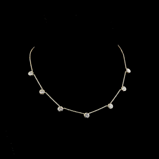 2.81 CTTW Round Lab Grown Diamond Station Necklace 16" (E Color and VS Clarity)