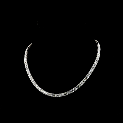 27.67 CTTW Emerald Lab Grown Diamond Tennis Necklace 15" (E Color and VS1 Clarity)