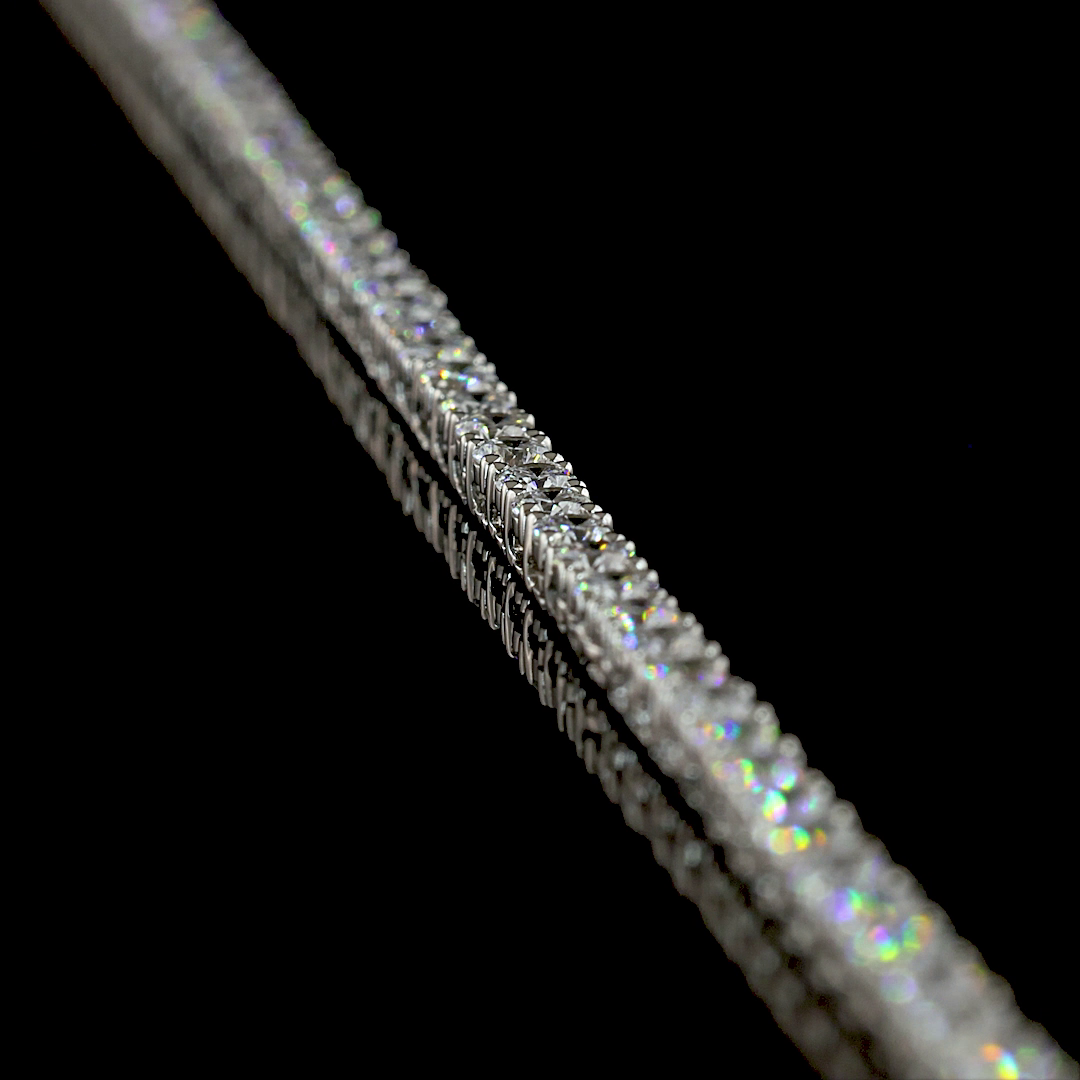 5.35 CTTW Round Natural Diamond Tennis Necklace 16.5" (H Color and SI Clarity)