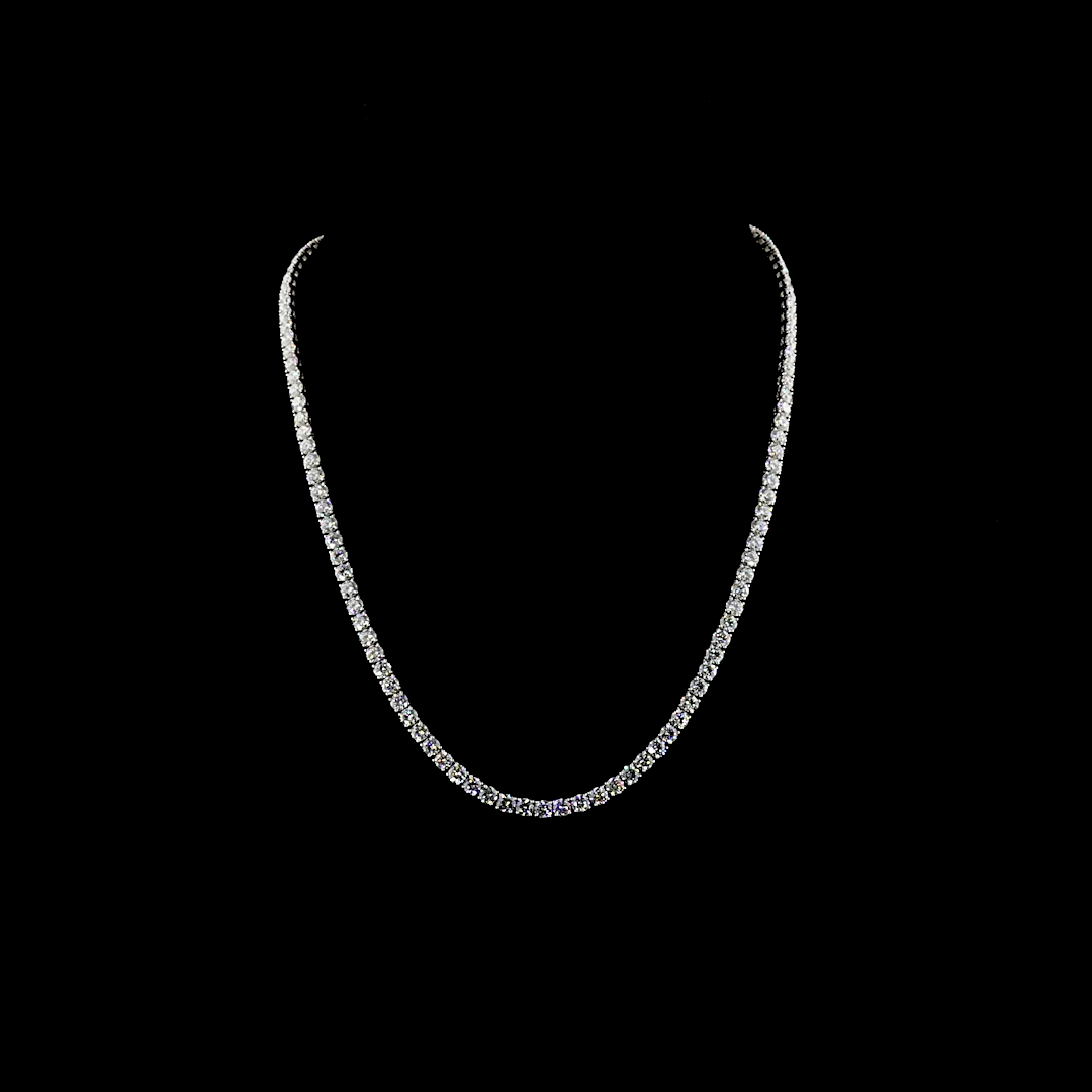 22.41 CTTW Round Lab Grown Diamond Tennis Necklace 18" (E Color and VS Clarity)