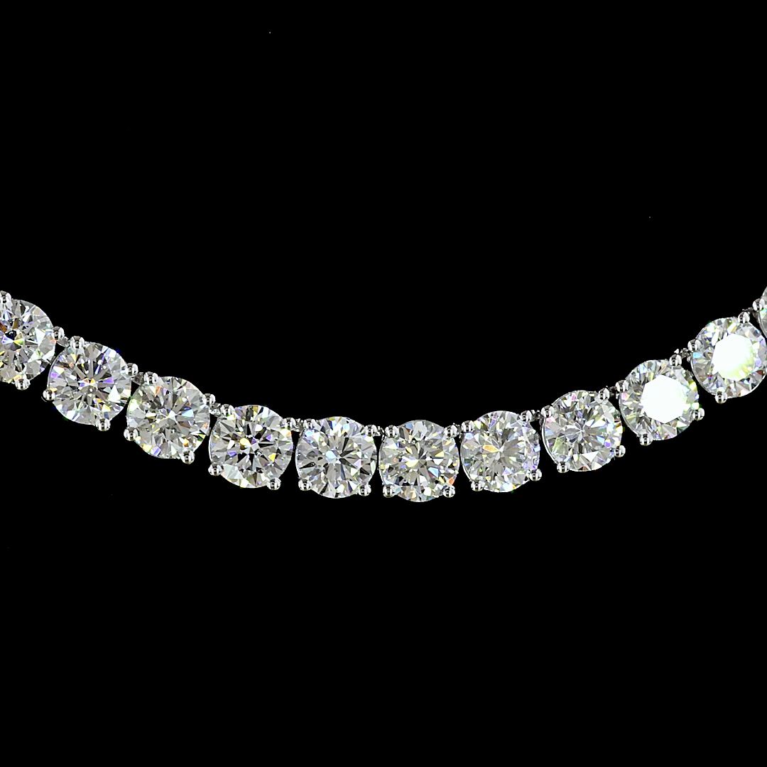 22.41 CTTW Round Lab Grown Diamond Tennis Necklace 18" (E Color and VS Clarity)