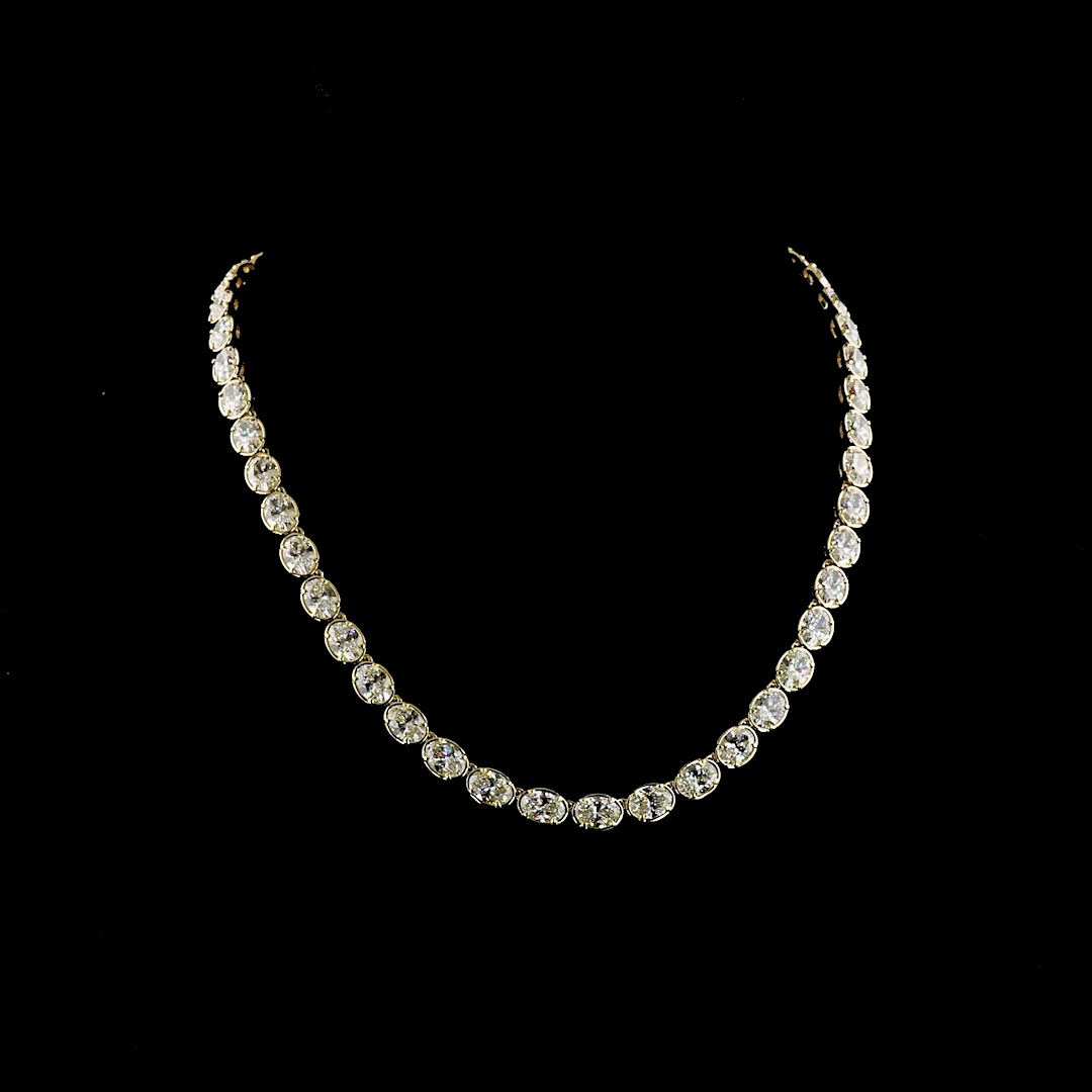 35.76 CTTW Oval Lab Grown Diamond Tennis Necklace 16.5" (E Color and VS Clarity)
