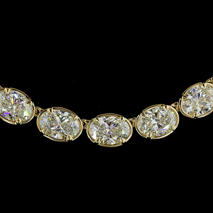35.76 CTTW Oval Lab Grown Diamond Tennis Necklace 16.5" (E Color and VS Clarity)