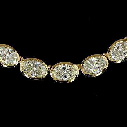36.10 CTTW Oval Lab Diamond Tennis Necklace (E Color and VS Clarity)