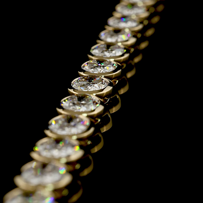 36.10 CTTW Oval Lab Diamond Tennis Necklace (E Color and VS Clarity)