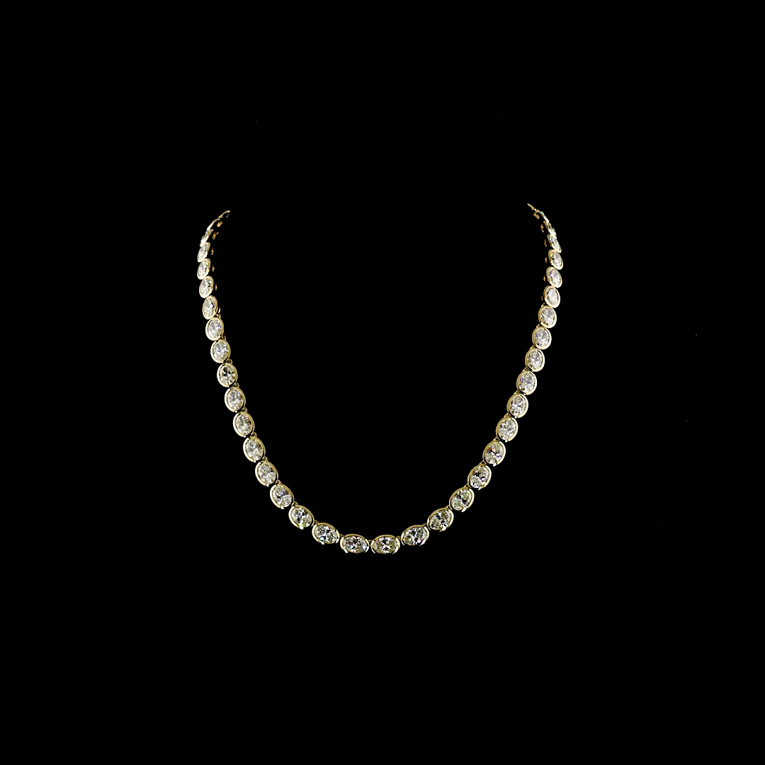 36.15 CTTW Oval Lab Grown Diamond Tennis Necklace 16.75" (E Color and VS Clarity)