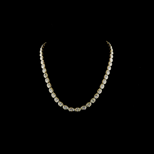 36.15 CTTW Oval Lab Diamond Tennis Necklace (E Color and VS Clarity)