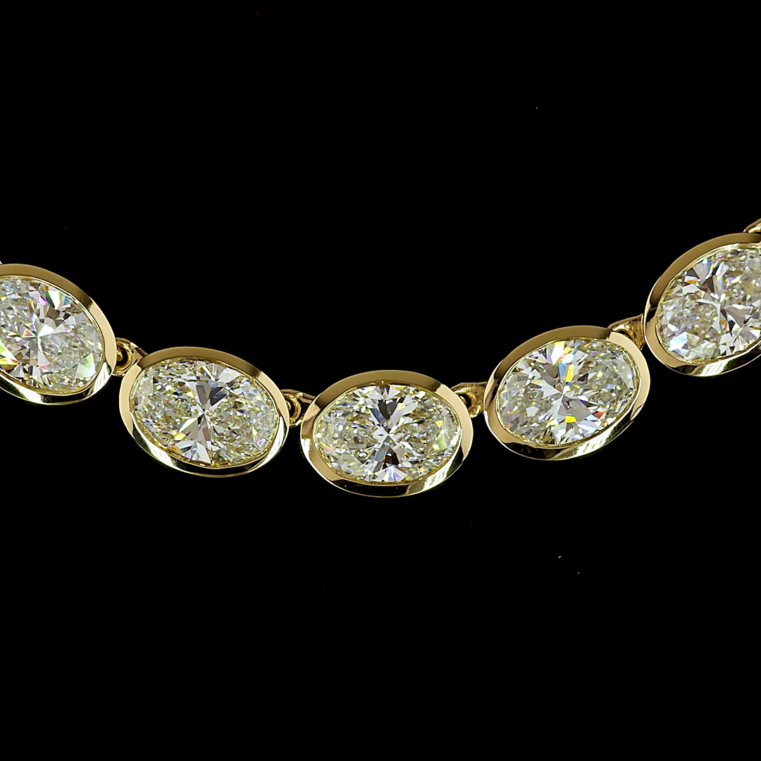 36.15 CTTW Oval Lab Grown Diamond Tennis Necklace 16.75" (E Color and VS Clarity)