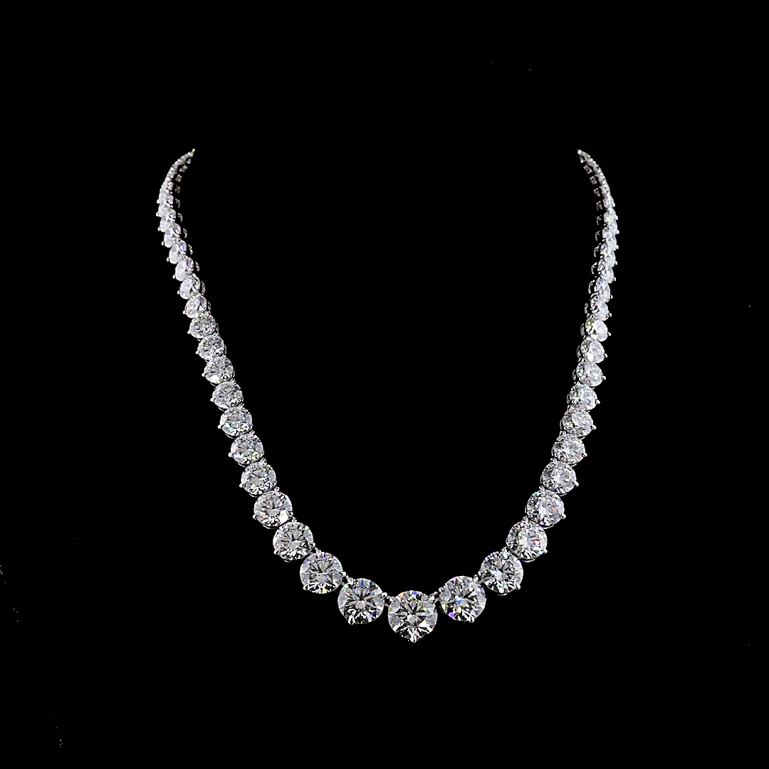 68.51 CTTW Round Lab Diamond Riviera Necklace (F Color and VVS2 Clarity)