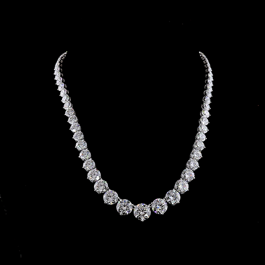 68.51 CTTW Round Lab Diamond Riviera Necklace (F Color and VVS2 Clarity)