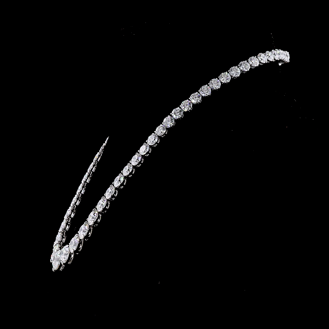 68.51 CTTW Round Lab Diamond Riviera Necklace (F Color and VVS2 Clarity)