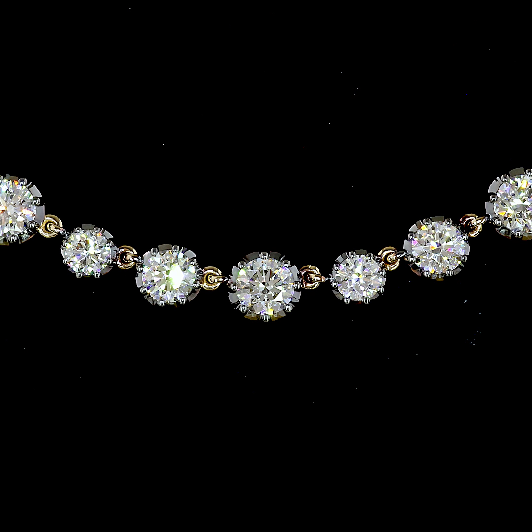 11.25 CTTW Round Lab Diamond Station Necklace (E Color and VS1 Clarity)