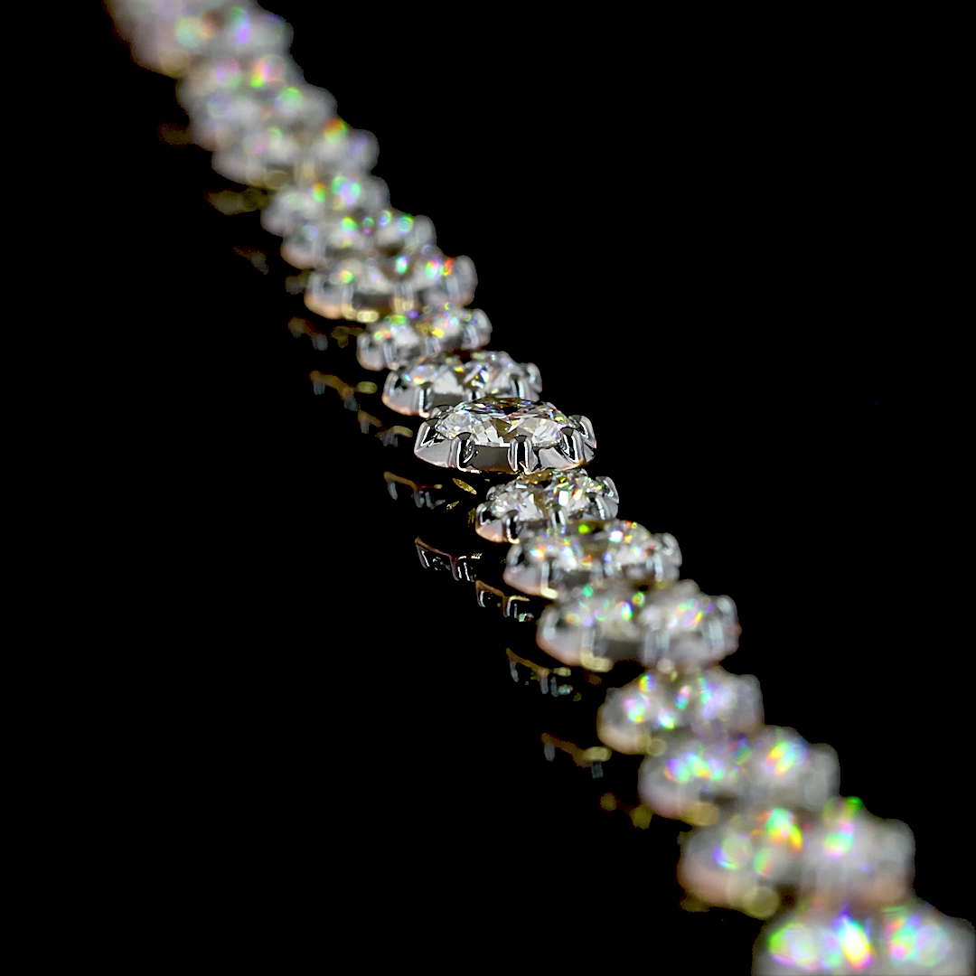 11.25 CTTW Round Lab Diamond Station Necklace (E Color and VS1 Clarity)